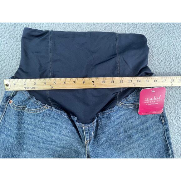 Isabel Maternity Jeans Womens 10 Blue Denim Vintage Straight Crossover Panel NWT - Picture 8 of 12